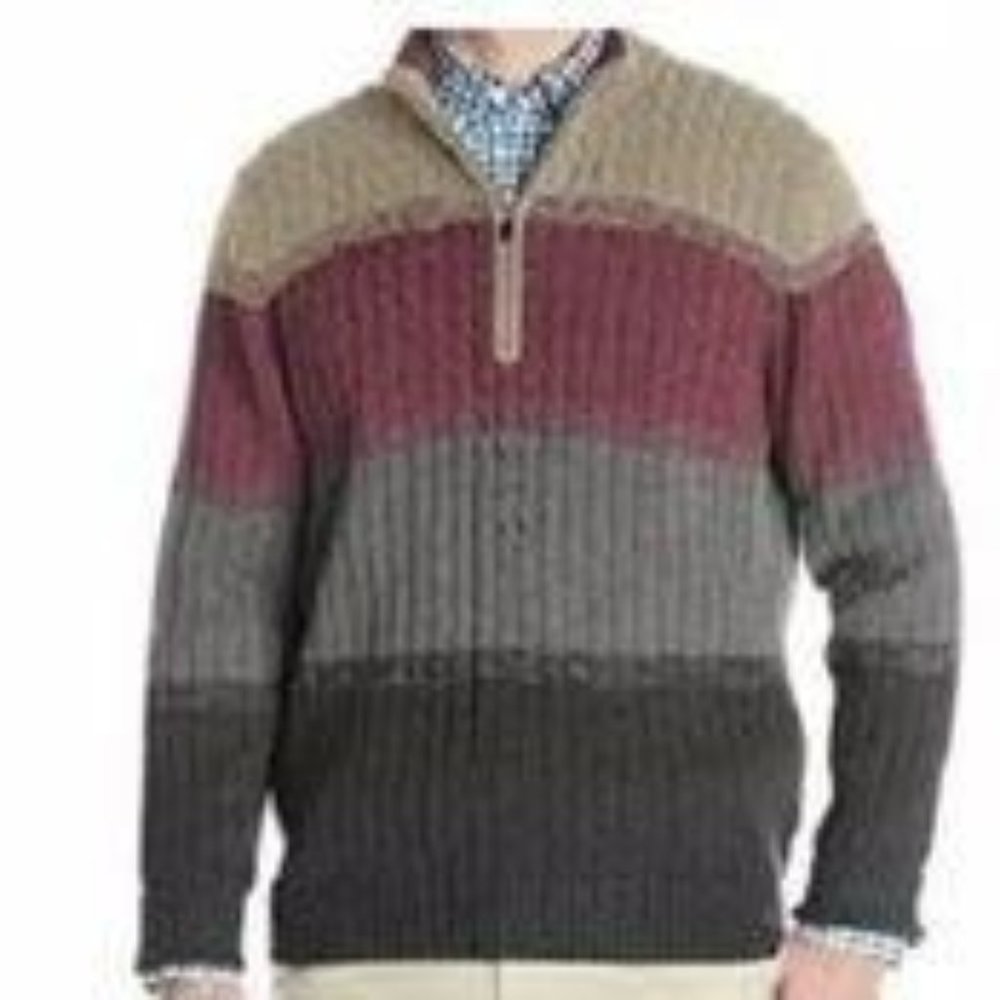 Izod Cable Knit Quarter Zip Sweater, Size XL